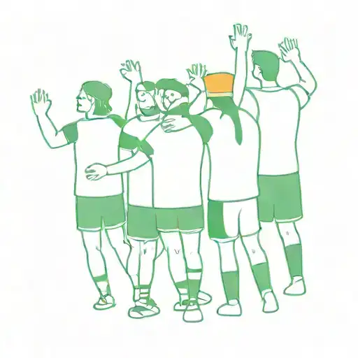 A Group Of Friends In Sporting Clube De Portugal Colors Chanting And Cheering