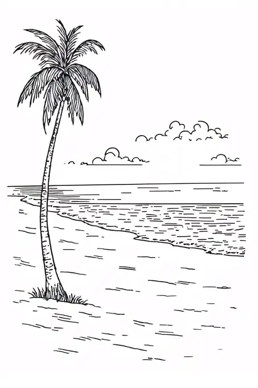 Line Drawing Of Beach Scene