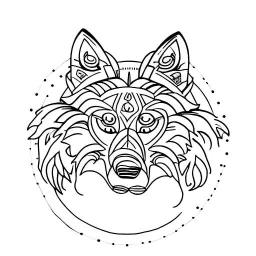 A Minimalist Tattoo Of A Wolf Howling At A Moon Made Of Musical Notes