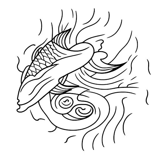 Koi Fish Swimming Towards The Sun