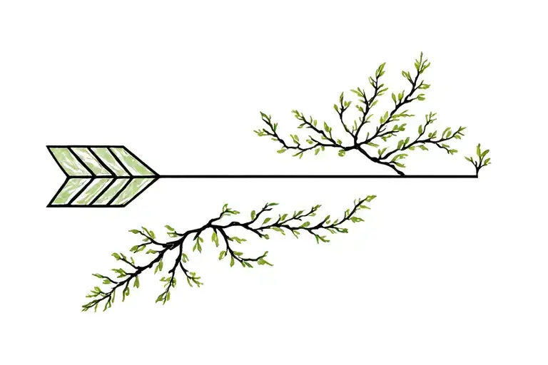 Arrow Forward With Moss And Branches Reaching Towards