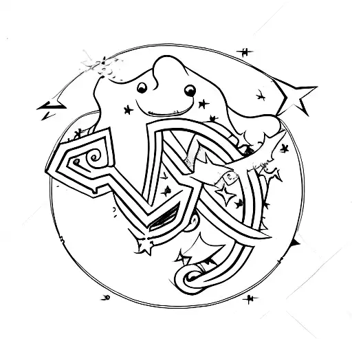 Letter D With A Star And A Ghost