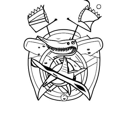 Shark With Hockey Stick And Bike Parts