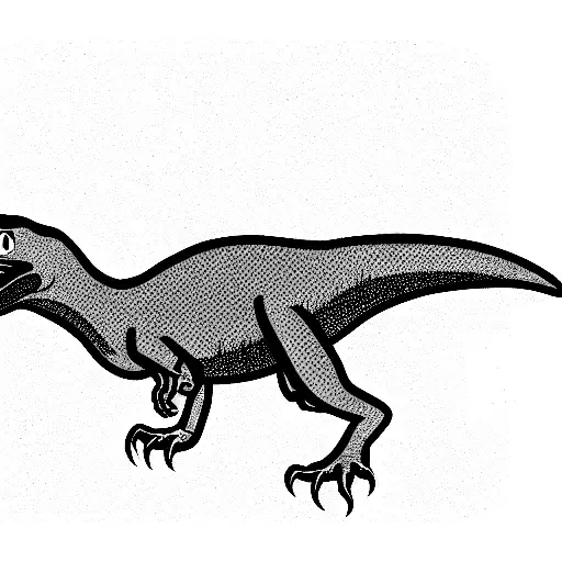 Raptor Dinosaur Outline Cartoon And T-rex Dinosaur Outline Cartoon That Are High Fiving Each Other