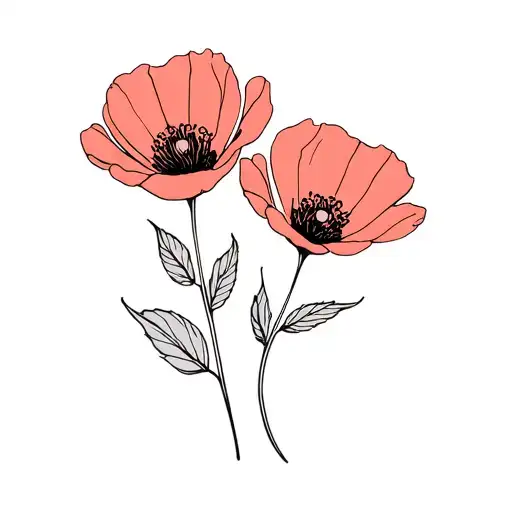 Two Poppie Flowers Aries Sign