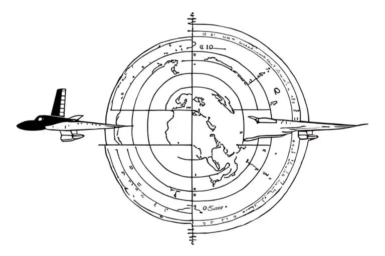 Airplane With A Planisphere Representing Asia And Asian Elements