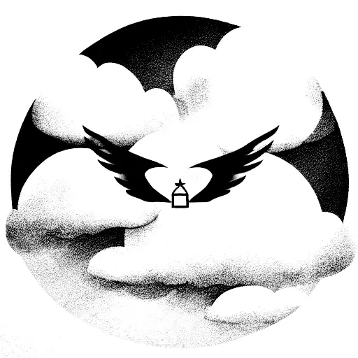 Turtle Laying In The Clouds With Wings And A Halo