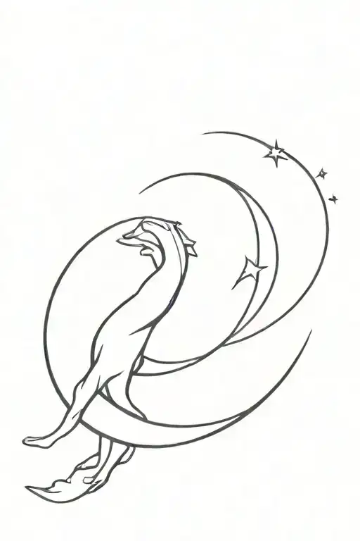 Minimalistic Crescent Moon With Man On It