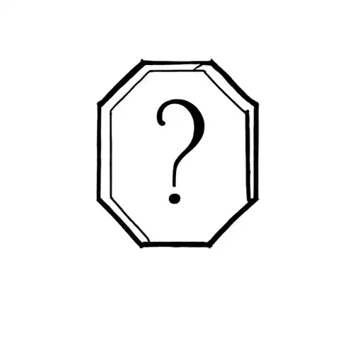 Question Mark In Octagon Tattoo Black