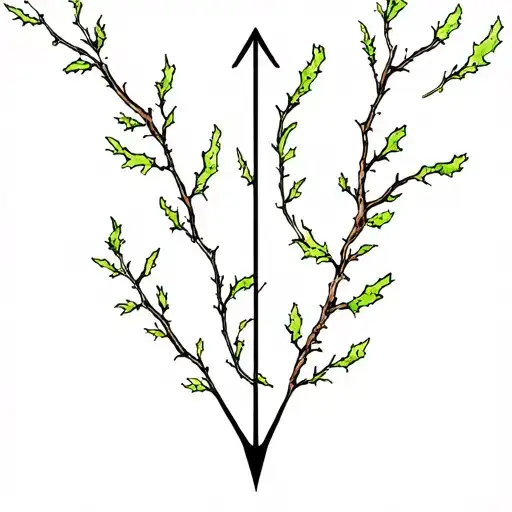 Arrow Forward With Moss And Branches Reaching Towards
