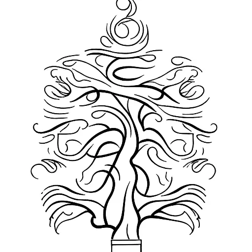 A Minimalist Tattoo Of A Tree Of Life With Intricate Patterns And Details