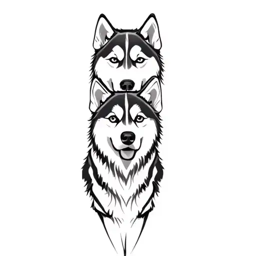 Three Husky Dogs