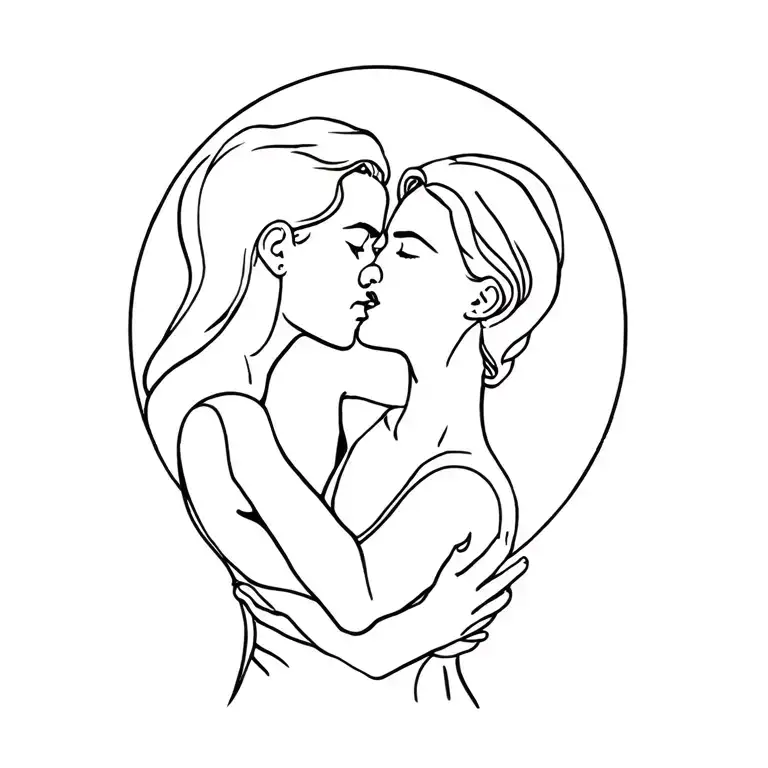 Man Kissing A Woman On The View Front