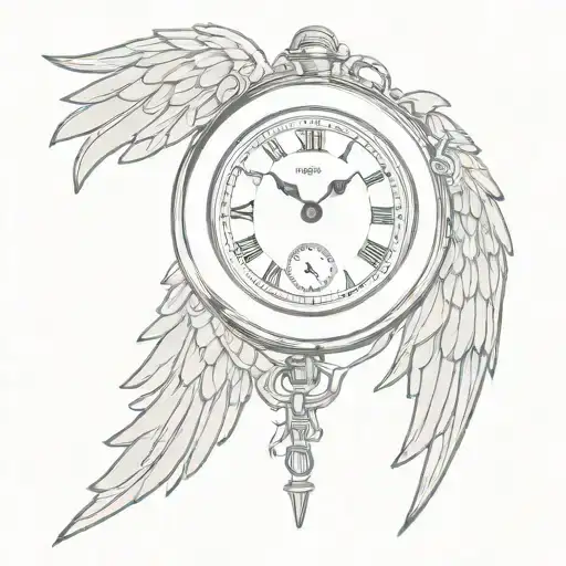 Pocket Watch With Angel Wings Steampunk Tattoo For Leg