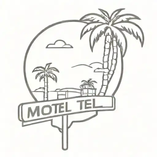 Motel Sign And Palm Tree