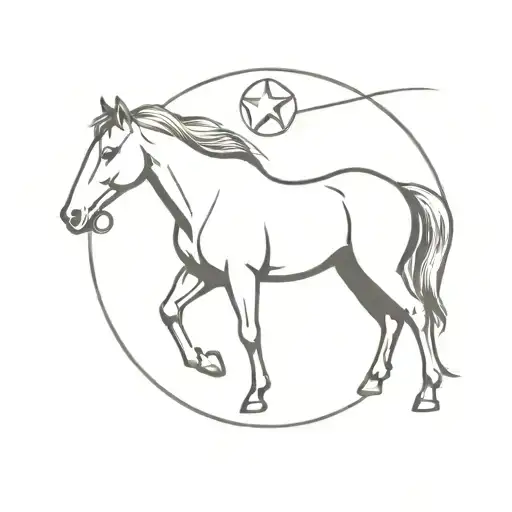 Tattoo With Veterinary Symbol Containing Quarter Horse And Nelore Ox