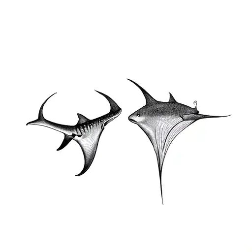 Whale Shark And Manta Ray Companions