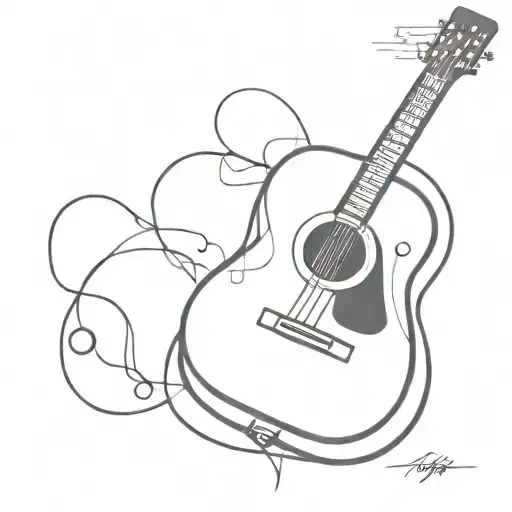 A Minimalist Geometric Design Incorporating A Guitar And Film Reel
