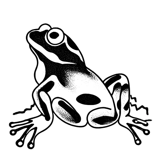 Simple Line Tattoo Of A Frog Chilling On His Back In The Water With Water Wrinkels Around Him