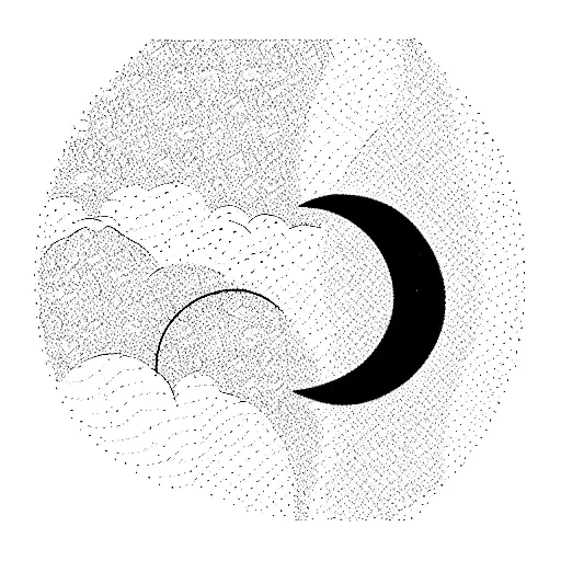 Mountain And Water Contained Within A Crescent Moon