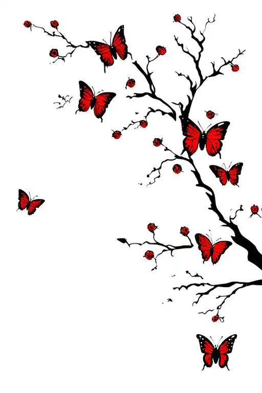 Evil Ladybugs And Butterflys Tree Backround