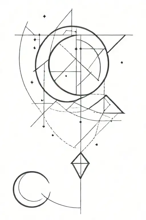 Geometric Lines And A Crescent Moon Down A Like With Triangles