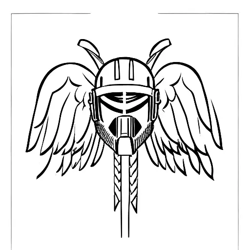 Spartan Helmet With Angel Wings On Each Side Of The Helmet