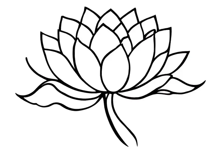 Lotus Flower With Flowing Stem Horizontally