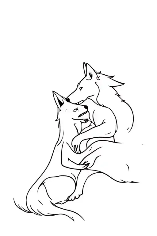 2 Wolves Playing With Each Other