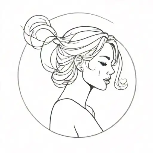 Outline Of Girl With Black Hair