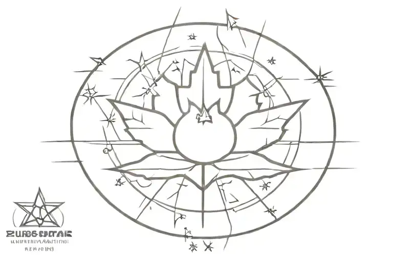 Minimalist Philippines Sun Star With Canadian Maple Leaf With Libra Zodiac