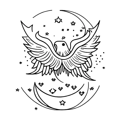 A Minimalist Tattoo Of A Book With Stars And A Crescent Moon On The Cover