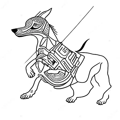 A Minimalist Tattoo Of A Running Dog