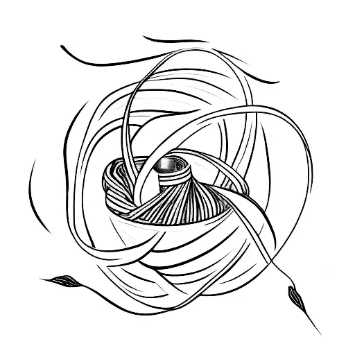 A Minimalist Tattoo Of A Movie Reel Intertwined With Ocean Waves