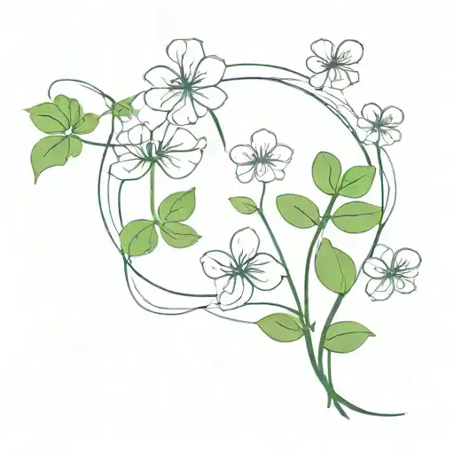 Basil Plant And Clover Plants Intertwined