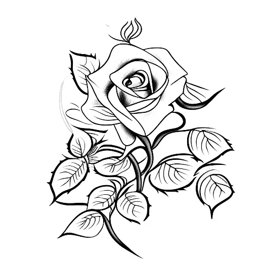 A Minimalist Tattoo Of A Rose Vine Growing Around A Pencil