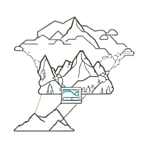A Minimalist Tattoo Of A Mountain Landscape With A Computer Tech Twist