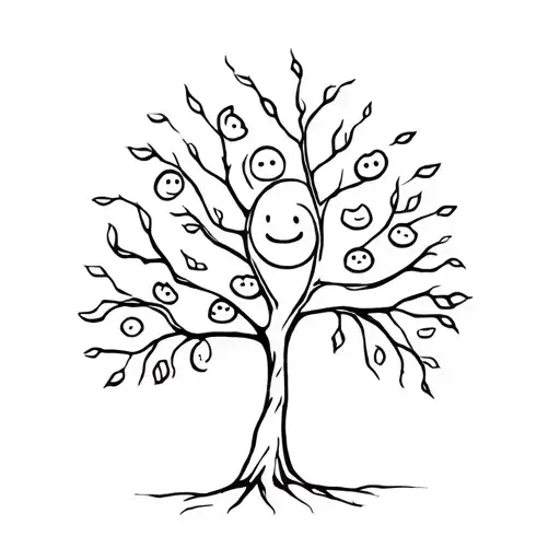 Tree With Bursting Smiley Faces