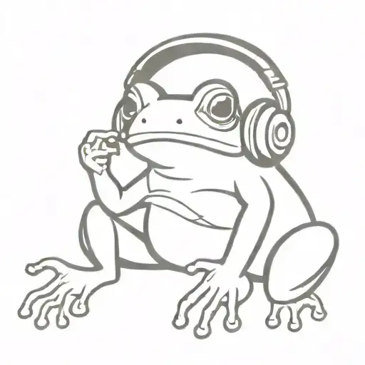 Frog Listening To Music On Headphones