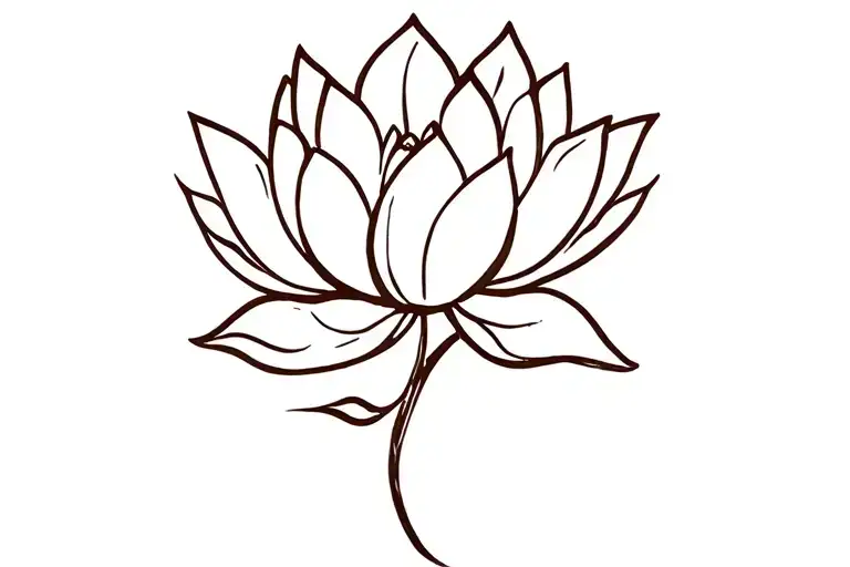 Lotus Flower With Flowing Stem Horizontally Floating