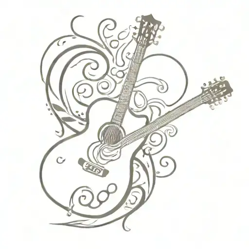 Guitar Motorcycle Heart Wings Flame Music Note Intertwined