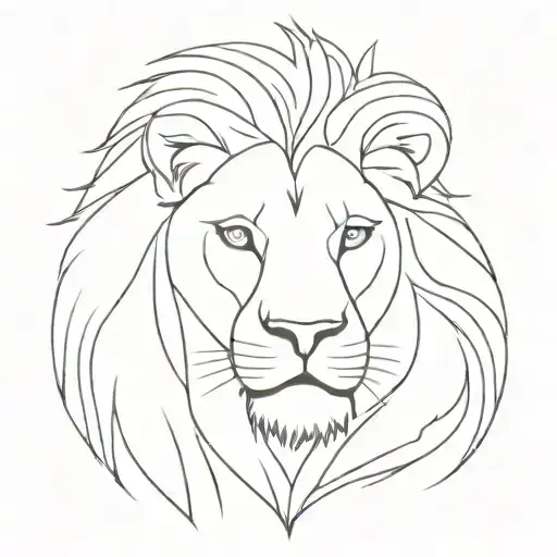 Lion Head Minimal Line Art