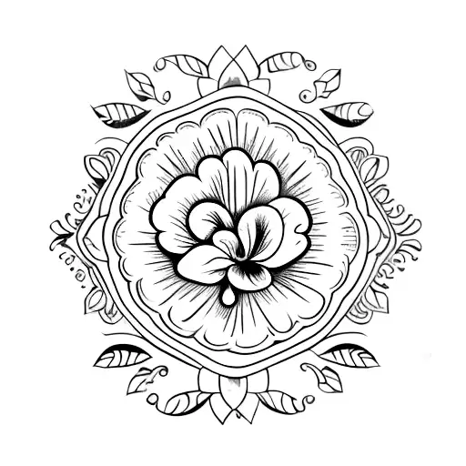 Italian Vintage Stamp With A Violet Flower And Marigold Flower