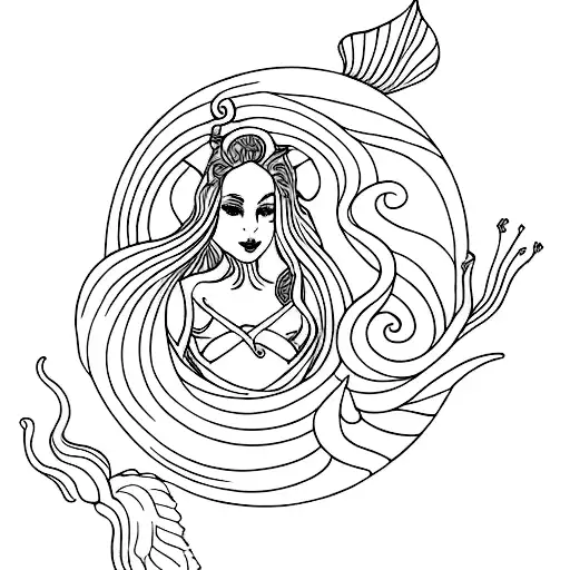 Mermaid In A Tarot Card Style