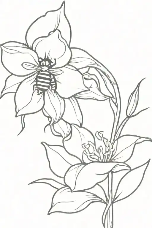 Bee Flying Around Daffodil