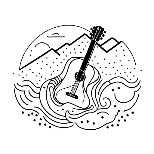 Small Guitar With Mountains