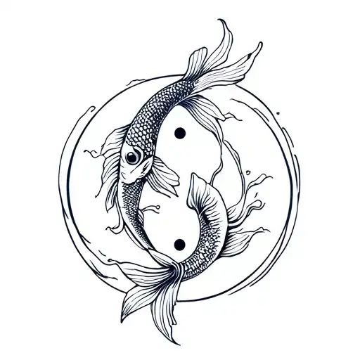 Koi Fish Yin Yang With Waves Crashing