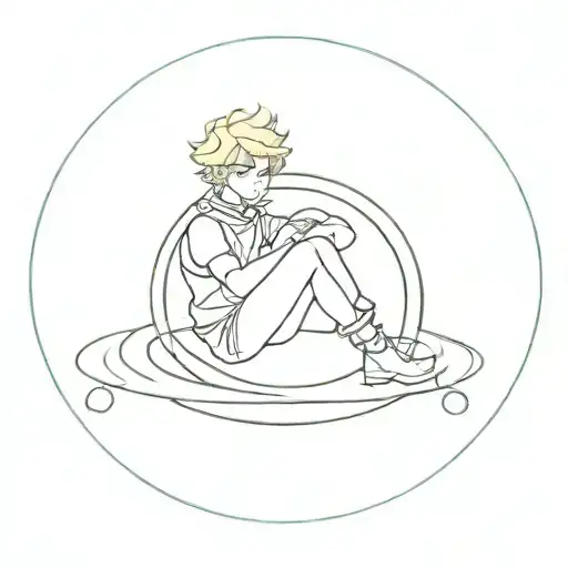 Little Prince Sitting On The Saturn's Rings