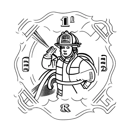 Firefighter With Number 136 On Helmet