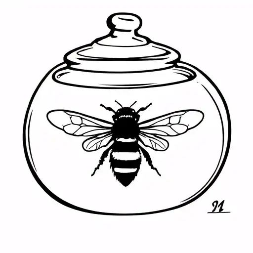 Honey Pot With A Single Bee